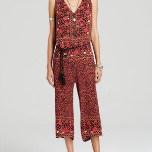 Free People RED FLORAL CULOTTES Jumpsuit S